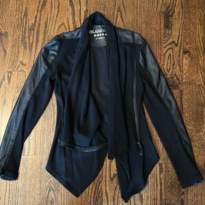 BLANK NYC Motorcycle Faux Leather/Cotton Shrug Jacket